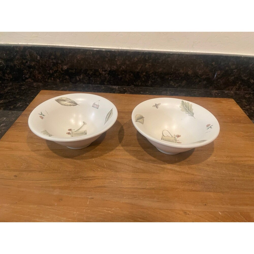 2 pfaltzgraff nature wood dessert bowls